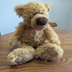 Gund. Adorable Tan Teddy Bear with Bow. Bobbidi Jr. 18 Inches